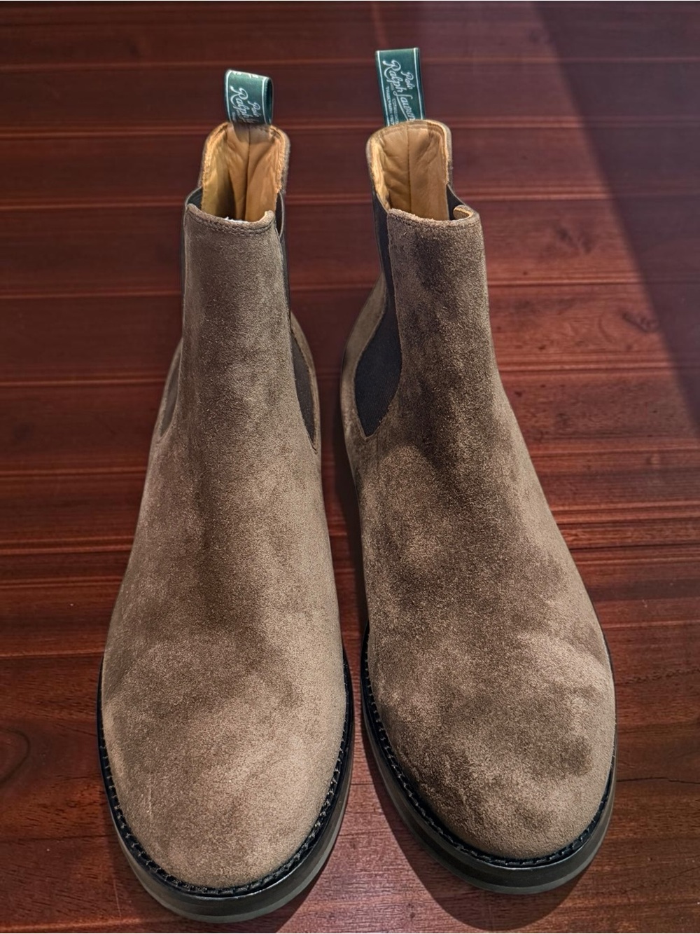 Polo Ralph Lauren Men's Bryson Cow Suede Chelsea Boots - Brown Men’s 12 NWOB - Picture 3 of 8
